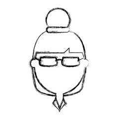 cartoon woman with glasses icon over white background vector illustration