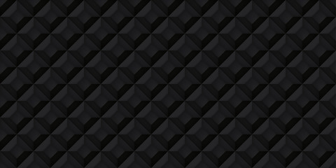 Volume black realistic texture, cubes, gray 3d geometric pattern, design vector dark background