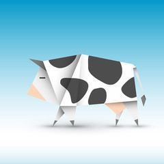 krowa origami wektor - obrazy, fototapety, plakaty