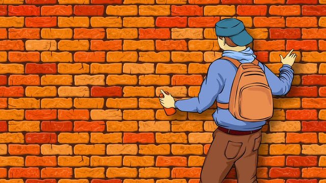 Work smarter not harder. Graffiti. Retro comics. 2d animation rendering