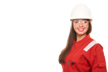 Smiling female construction worker