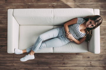 Woman on sofa