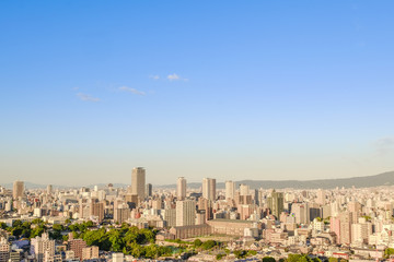 Fototapeta na wymiar Asia Business modern cityscape building bird eye aerial view in Osaka, Japan