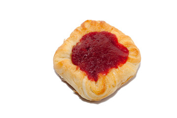 strawberry danish on white background