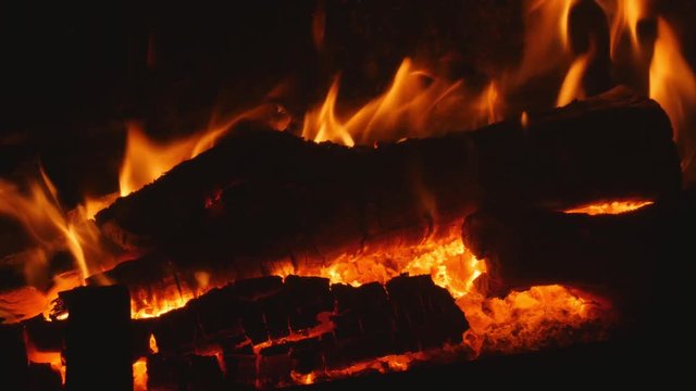 Gros plan d'un feu de bois