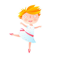 Dancing classes for kids colorful illustration. Vector cartoon.