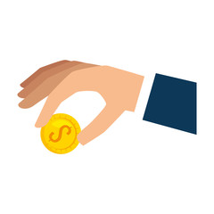 hand with coin icon vector illustration design