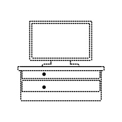 computer on the desk icon over white background vector illustration