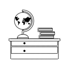 geography tool and books on the desk icon over white background vector illustration