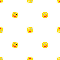 Happy Sun Motif Kids Seamless Pattern