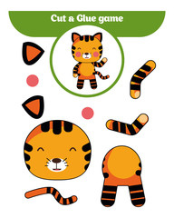 Paper game for the development of preschool children. Cut parts of the image and glue on the paper.