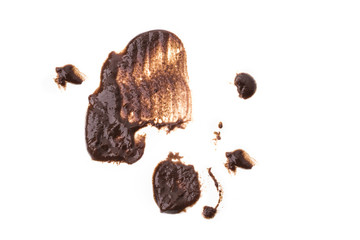 Stains from hot chocolate isolated on white background
