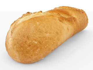 bread isolated on white - close up - 3d