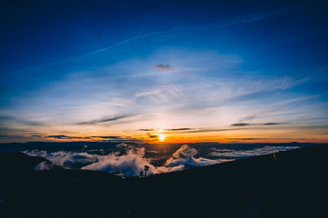 Natural Sunset Sunrise.Phu Thap Boek,Phetchabun Mountains.Landscape Sky At Sunset Dawn Sunrise. Unseen Thailand.