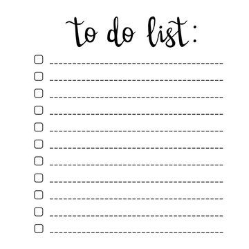 Hand writing To do list, check boxes with lines, vector