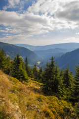 Fototapeta na wymiar Giant Mountains National Park (hory Krkonose), Czech Republic at sunny day in the autumn