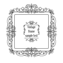Vintage ornamental greeting card vector template with frame and flourishes. Retro luxury invitation, banner or certificate.