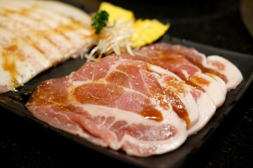 Premium slice raw pork meat for BBQ grill