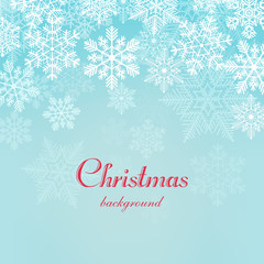 Obraz na płótnie Canvas Blue gradient background with snowflakes and bokeh border. Winter, Christmas background.