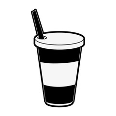 soda in disposable cup with straw icon image vector illustration design