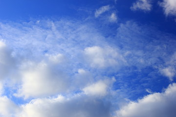 Fototapeta premium Clouds in the blue sky. Background, texture.
