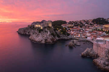 Fototapeta na wymiar Festung Lovrijenac in Dubrovnik nach Sonnenuntergang