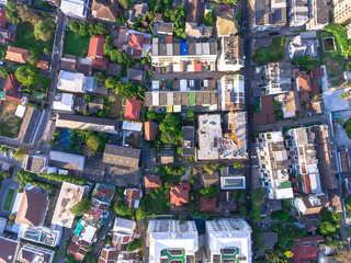 Areial top view of bangkok city residential area.