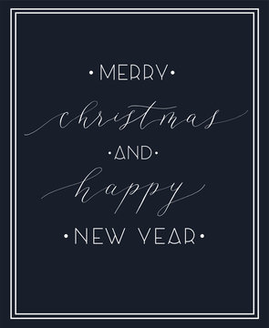 Merry Christmas and Happy new year -  calligraphy and lettering card vector.