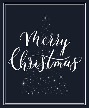 Merry Christmas  -  calligraphy and lettering card vector.