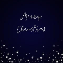 Fototapeta na wymiar Merry Christmas greeting card. Random falling stars background. Random falling stars on deep blue background. Wonderful vector illustration.