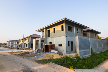 Obraz na płótnie Canvas Building and Construction site of new home at Thailand 