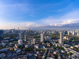 Areial top view of bangkok city residential area.