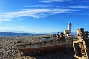 Fishing boats on the shore in southern Spain