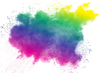 Fototapeta na wymiar Multicolored powder explosion on white background.