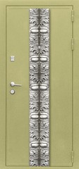 The model of the entrance metal door with the overlaid decorative elements