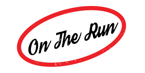 On The Run rubber stamp. Grunge design with dust scratches. Effects can be easily removed for a clean, crisp look. Color is easily changed.