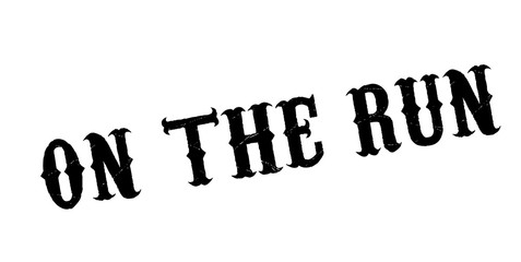 On The Run rubber stamp. Grunge design with dust scratches. Effects can be easily removed for a clean, crisp look. Color is easily changed.