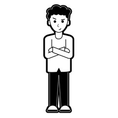 businessman with crossed arms and arrogant face cartoon full body icon image vector illustration design