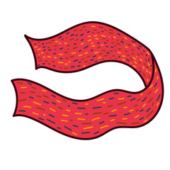 Cute winter scarf isolated on white background. Retro style. Vector illustration