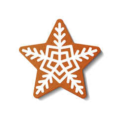 Gingerbread Christmas star isolated on white background. Gingerbread Cookies. Vector illustration