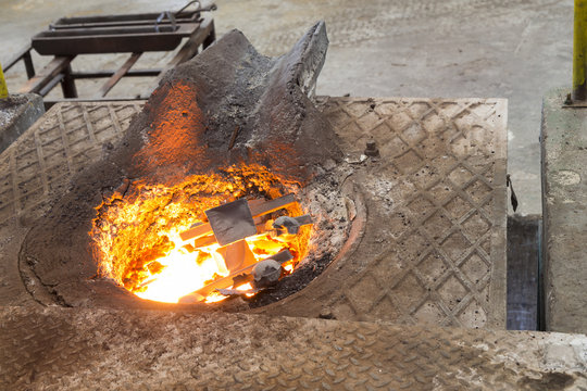 Molten metal in inducting furnace