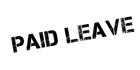 Paid Leave rubber stamp. Grunge design with dust scratches. Effects can be easily removed for a clean, crisp look. Color is easily changed.