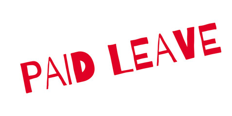 Paid Leave rubber stamp. Grunge design with dust scratches. Effects can be easily removed for a clean, crisp look. Color is easily changed.