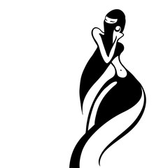 Eastern woman Silhouette. Hand drawn Vector Illustration