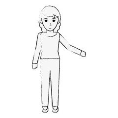 woman happy cartoon full body icon image vector illustration design