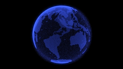Fototapeta na wymiar Digital Earth, Connection Network Rotation of planet world map background