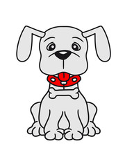 hund welpe süß niedlich halsband knochen haustier comic cartoon