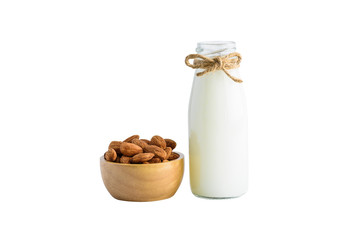 Peeled almonds isolated on white background