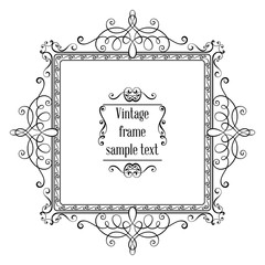 Vintage ornamental greeting card vector template with frame and flourishes. Retro luxury invitation, banner or certificate.
