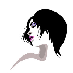 abstract vector illustration of silhouette girls hairstyle logo